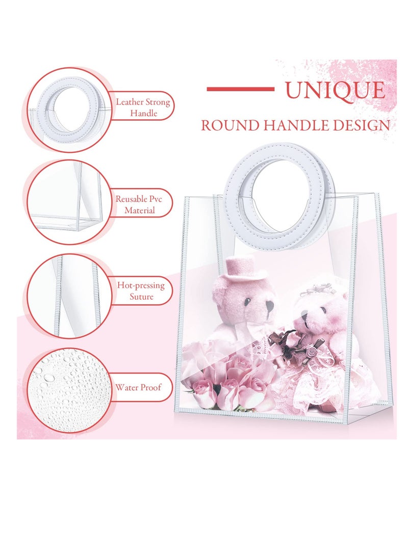 Clear PVC Gift Bags, Transparent PVC Handbag, Heavy Duty Reusable Gift Bags with Handles Clear Plastic Gift Bags Gift Wrap Bags for Bridal Baby Shower Wedding Shopping Bags, 8 x 7 x 4 Inch (10 Pcs) - Image 4